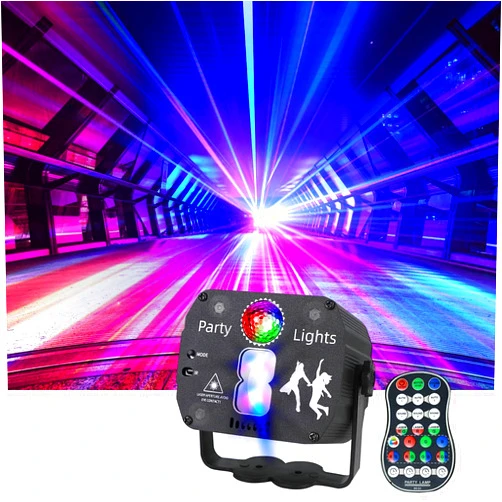 AMKI Party Light, DJ Disco Party Light by Sound Activated Remote Control, RGB LED Projector Stage Light with Time Function for Indoor Light Show Xmas Club KTV Bar Halloween Decor
