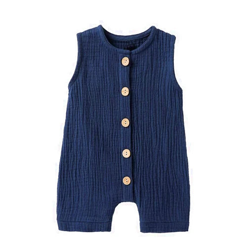 Cecobora Infant Newborn Baby Boys Girls Cotton Linen Romper Summer Jumpsuit Sleeveless Overalls Clothing Set