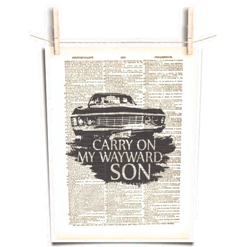 The Spider's Parlor Supernatural Carry On My Wayward Son 8.5 x 11 Vintage Dictionary Page Unframed Art Print