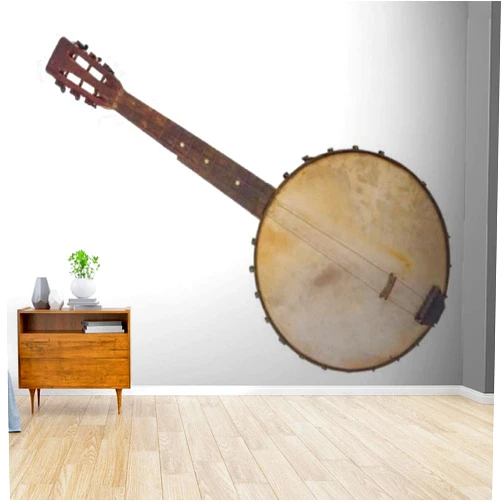 Kanworse Vintage Banjo Canvas Wallpaper Print Self Adhesive Peel & Stick Wallpaper Wall Mural Wall Decal Wall Sticker Poster Home Decor for Living Room