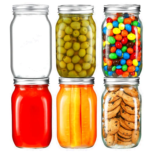 YEBODA 6 Pack Wide Mouth Mason Jars 32oz Glass Canning Jars with Airtight Lids and Bands for Preserving, Jam, Honey, Jelly, Wedding Favors, Sauces, Meal Prep, Overnight Oats, Salad, Yogurt