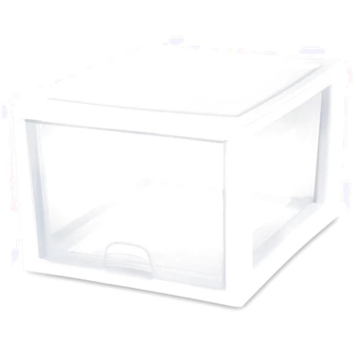 Sterilite 27 Qt Stacking Storage Drawer, Stackable Plastic Bin Drawer to Organize Shoes and Clothes in Home Closet, White with Clear Drawer, 1-Pack