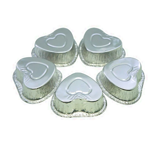 MYStar Heart Shape Disposable Aluminum Foil, Mini Cupcake/Muffin Baking Cups (105 ml), Pack of 60