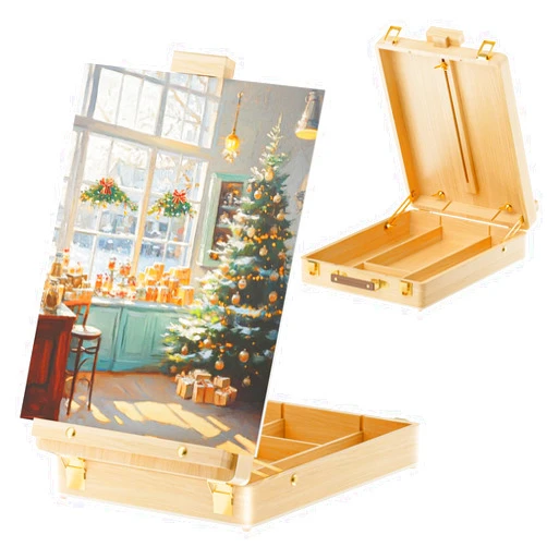 LUCYCAZ Tabletop Easel for Painting, Adjustable Wooden Sketchbox Art Easel, Portable Desktop Painting Easel for Adult, Student, Artist, Beginner