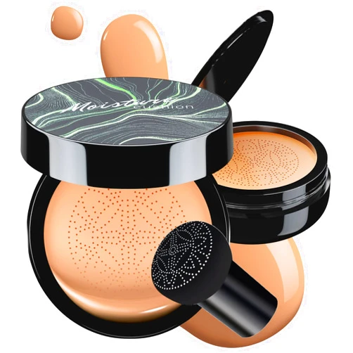 Ursoulney Mushroom Head Air Cushion CC Cream - BB Cream Foundation Makeup Moisturizing Concealer Long-Lasting, Cushion Foundation Full Coverage Self Adjusting for Mature Skin & All Skin Types （Medium Deep)