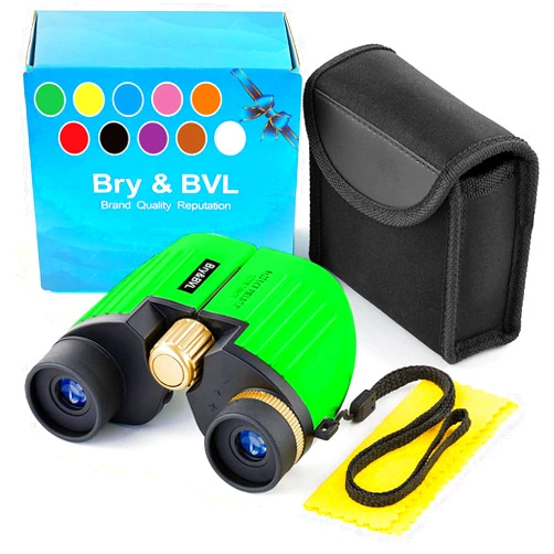 Bry&BVL Binoculars for Kids - High Resolution, Shockproof – 8X22 Kids Binoculars for Bird Watching, Best Toys for Boys, Girls – Real Optics Set for Outdoor Toddler Games – Detective and Spy Kids Toys