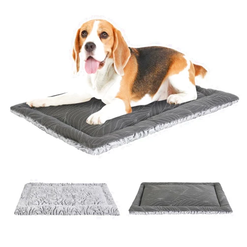 Pawzone 2 in 1 Dog Beds Crate Pad & Dog Cooling Mat Reversible Soft Fluffy Pet Kennel Beds for Large Medium Small Puppy Cat Sleeping Mattress Machine Wash & Dry