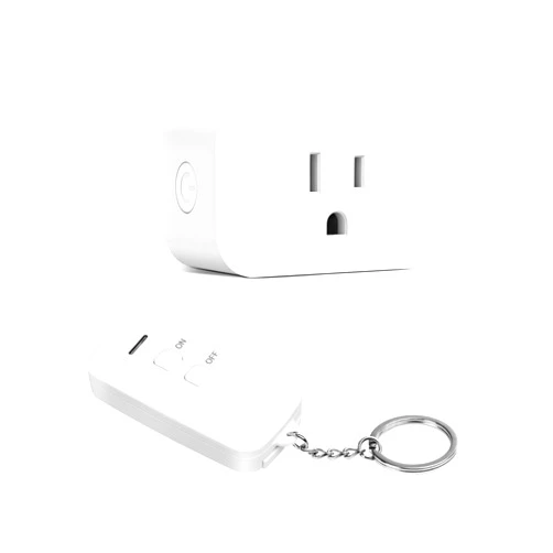 Teklectric Indoor Remote Controlled Outlet with 100 Foot Range Remote - Keychain Remote ON-Off with Push Button Outlet 125VAC, 60Hz, 15A, 1875W