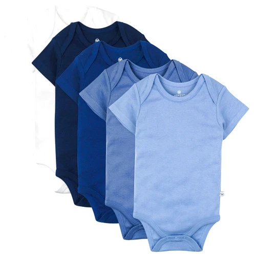 HonestBaby 5-pack Short Sleeve Bodysuits One-piece 100% Organic Cotton for Infant Baby Boys
