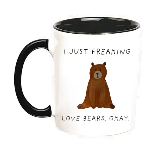 YOLANDEEUROKOK I Just Freaking Love Bears, Bears Mug, Bears Gift, Friend Mug, 11 Oz Novelty Coffee Mug/Cup, Black
