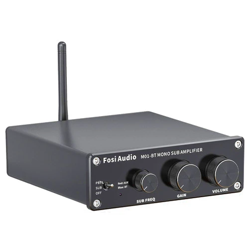 Fosi Audio M01-BT Bluetooth 5.0 300 Watt Subwoofer Amplifier Home Theater Full-Frequency Mini Stereo Audio Hi-Fi Mono Power Amp with Bass Gain Control for Passive Subwoofer Speaker Bass Shaker