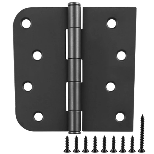 JIW 12 Pack Black Door Hinges 4 Inch Interior Door Hinges Matte Black Door Hinges 4 Inch Square Rounded 5/8