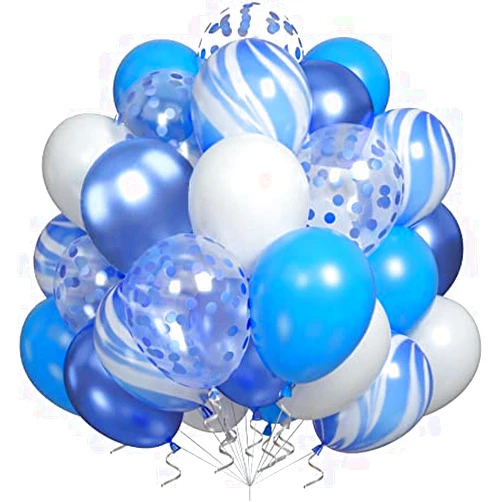 HSHRYY 30PCS Blue Balloons Set with Marble Balloons, 12 Inch Agate Blue Birthday Party Balloons for Baby Shower, Dino Jungle Birthday Party Decorations Supplies