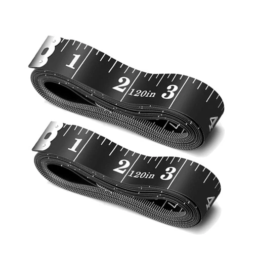 BUSHIBU Tape Measure Body Measuring Tape, 120 Inch Soft Fabric Measuring Tape for Sewing Cloth Measurement, Double Scale Tailor Ruler for Weight Loss Medical Measurement Nursing Craft(2 Pack/Black)