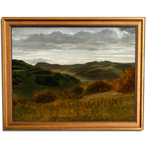 KBKBART Gold Framed Vintage Landscape Wall Art Home Decor, Retro Mountain Vintage Painting Prints, Moody Countryside Farmhouse Landscape Wall Decor, Canvas Wall Art for Living Room Bedroom Home Bathroom Decor(8