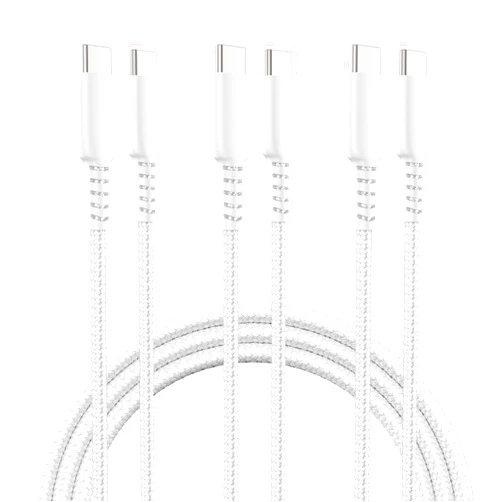 Amaitree USB C to USB C Cable [3Ft 3Pack], 60W 3A Fast Charging PVC Nylon Braided USB C Cable, Compatible with iPhone 15/15 Pro/15 Pro Max/Samsung Galaxy S24/S23/S22/S21/S20/S10/S9/S8/Note 20 -White