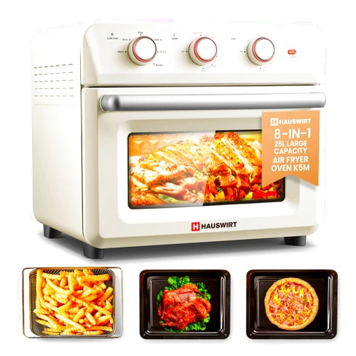 Hauswirt K5M Air Fryer Toaster Oven Combo, Retro XL Large Oven 3-4People, Air Fryer Oven with Rotisserie Kit, 26.5QT 6-slices Toast 12