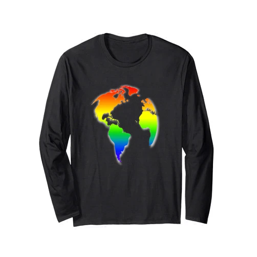LyJ Rainbow Collection. Pride World Map, Rainbow color art, Parade Apparel. Long Sleeve T-Shirt