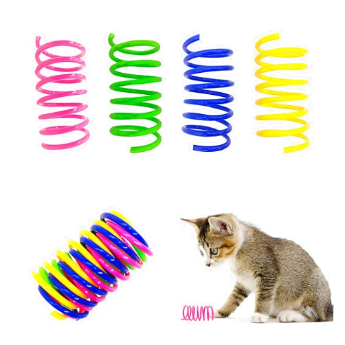 YULOYI Cat Spring Toys 30 Packs, Plastic Colorful Springs Cat Toys for Cat Kitten Pets, Interactive Cat Toys for Indoor Cats and Kitten