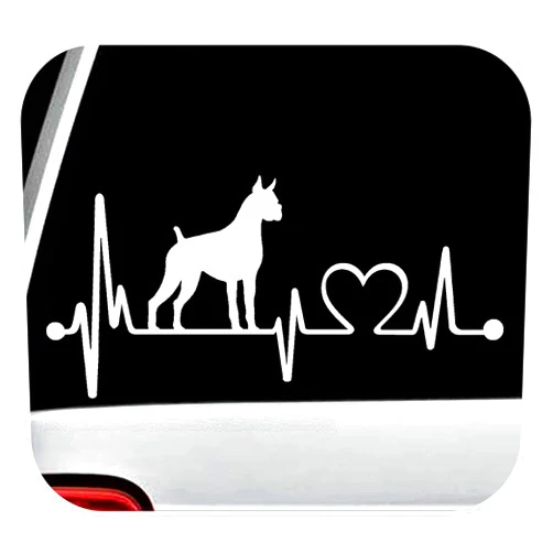 Bluegrass Decals Boxer Heartbeat Monitor Dog Decal Sticker K1035