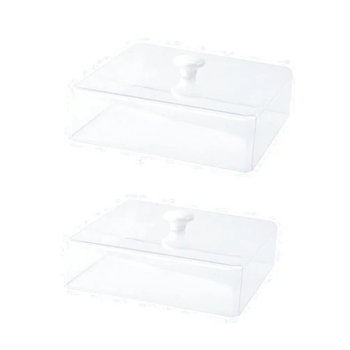 Abaodam 2pcs Fresh Cover Food Umbrella Glass Cloche Display Dome Microwave Lid Cover Clear Dessert Display Dome Plastic Platter Microwave Splash-proof Cover Food Cover Dish Shape re-usable