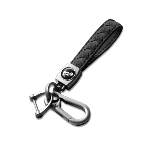 Gkeygo Carabiner Keychain, Universal Heavy Duty Woven Handmade Leather Key Chain, Car Fob Key Keychains with 360 Degree Rotatable Snap Swivel and Anti-Lost D-Ring for Men and Women, Gunmetal - Black