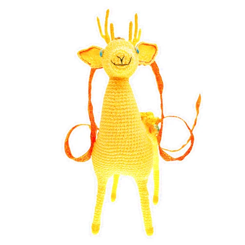 DOBO Handmade Artwork Gift Sika Deer with Shimmer and Shine,Crochet Dolls Home Decor,Deer Figurine for Christmas/Birthday/for Kid/Friends/mom(yellow)