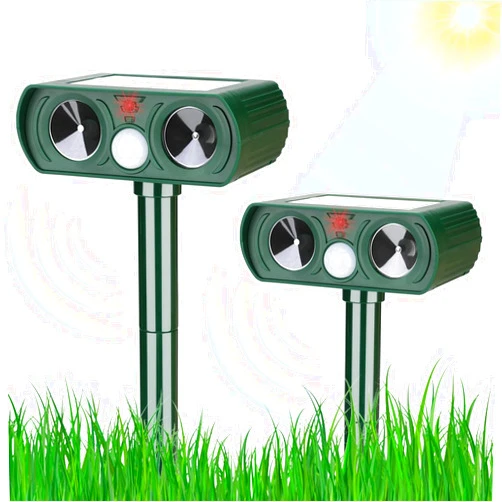 Gebatule 2 Pack Solar Animal Repeller Ultrasonic Animal Repellent Deer Repellent Devices Repel Cat, Squirrel, Raccoon, Skunk, Rabbit, Rat, Dog, Waterproof Motion Detector for Yard
