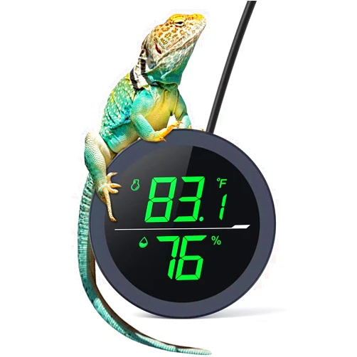 PAIZOO Reptile Tank Thermometer, PAIZOO LED Digital Reptile Thermometer and Humidity Gauge Hygrometer for Reptile Tank Snake Tank Accessories Pet Rearing Box with 55.2” Cable USB Power Supply- Black