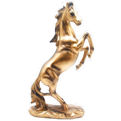 H&W 13.8''H Standing Horse Resin Statue, Horse Art Figurine Decorative Home & Office Decor Ornaments for Desk Bookshelf Wine Cabinet to Attract Luck and Wealth (Golden)