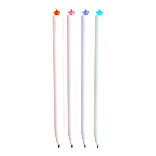 Kaco FIRST Gel Pens Cute Stationery Black Ink, 0.7 mm Medium Point, Aesthetic Cute Star Pens for Journaling (4 Bright Colors)