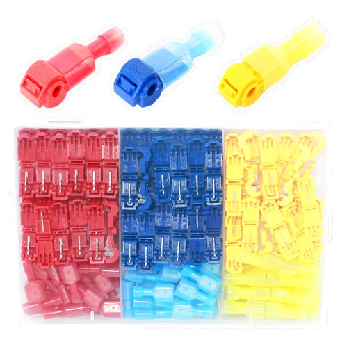 JOYELEC 144Pcs/72Pairs T Wire Quick Splice Connector Wire Terminals T-Tap Self-Stripping with Nylon Fully Insulated Male Quick Disconnects Kit