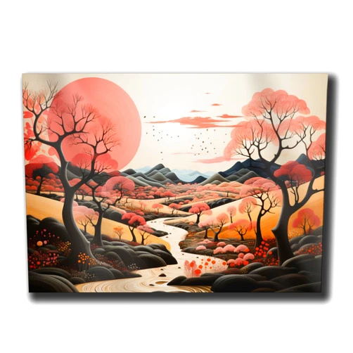 StoreUSA97 Landscape Illustrations In Pink, Abstract Prints, Wales Art, Welsh Print, Home Décor Wall Giclee, Nature Print, Elan Valley Art, Nature Wall Art, Arts