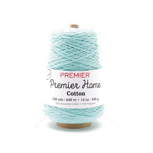 Premier Yarns Home Cotton Cone Yarn, Ideal Knitting and Crochet Supplies, Made of Recycled Cotton and Polyester, Pastel Blue, 700 Yards