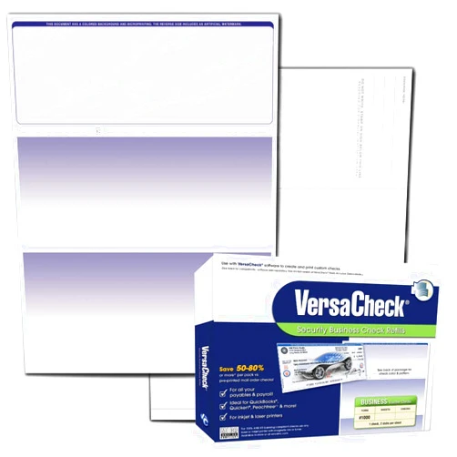 VersaCheck Secure Checks - 1000 Blank Business Voucher Checks - Blue Prestige - 1000 Sheets Form #1000 - Check on Top