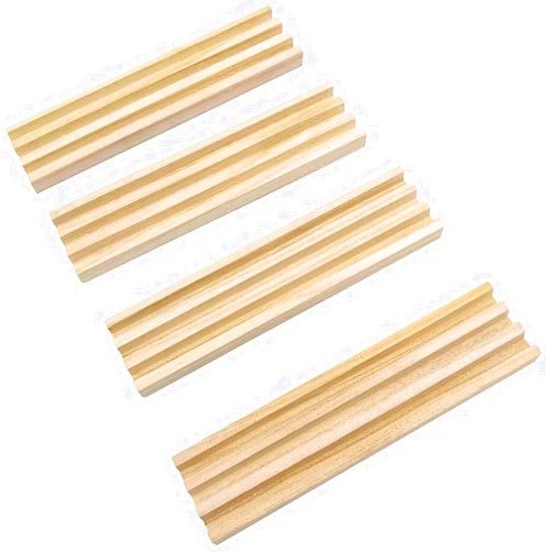Yuanhe Domino Trays Holders Rack - Set of 4 Wooden Tiles Stand Holders Dimonos Boards for Mexican Train Rummy Chickenfoot