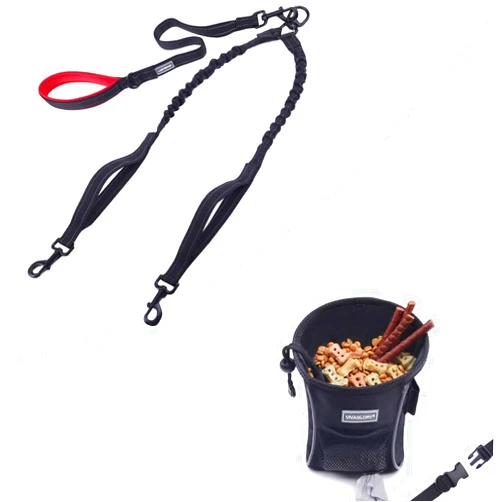 Vivaglory Double Dog Leash+Dog Treat Bag