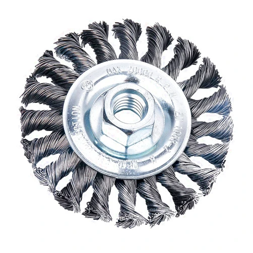 HOYIN 4Inch Wire Wheel Brush, Twist Knotted, Carbon Steel,5/8-11UNC Thread Arbor for Grinder