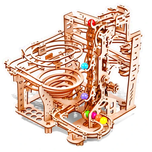 Varbertos 3D Wooden Puzzles Marble Run Chain Kit, Wood Creative Mechanical Puzzles Assembly Model Building Kits to Build for Adults & Kids, DIY Wooden Puzzle Hobbies Toys for Adults &Teens Gifts