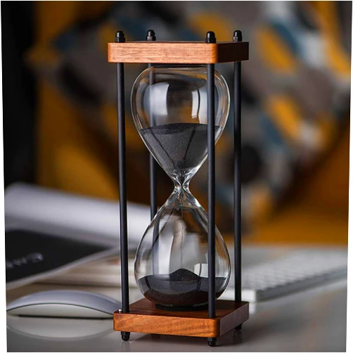 AKAKA MUNING Large Hourglass Timer 60 Minute, Decorative Wooden Sandglass, Black