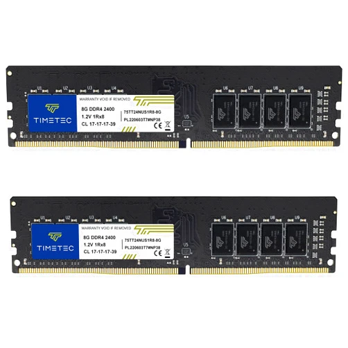 Timetec 16GB KIT(2x8GB) DDR4 2400MHz PC4-19200 Non-ECC Unbuffered 1.2V CL17 1Rx8 Single Rank 288 Pin UDIMM Desktop PC Computer Memory RAM Module Upgrade (16GB KIT(2x8GB))