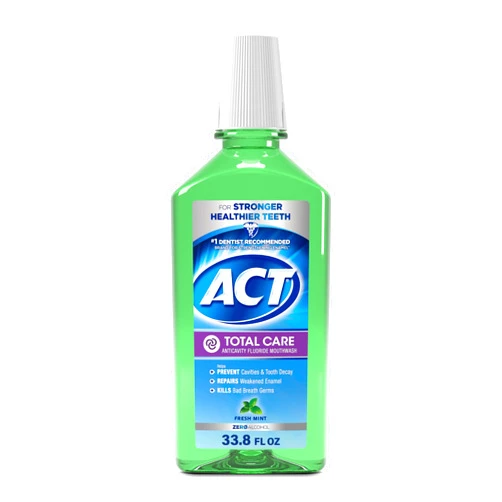 ACT Total Care Zero Alcohol Anticavity Fluoride Mouthwash 33.8 fl. oz. Fresh Mint