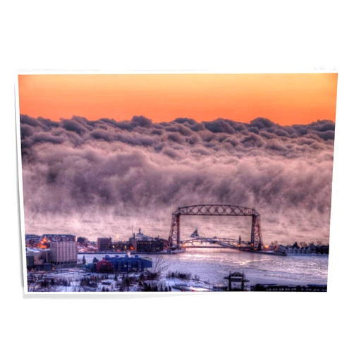 Lantern Press 12x18 Inch Art Print Wall Decor, Duluth, Minnesota, the Shores of Lake Superior with Huge Clouds