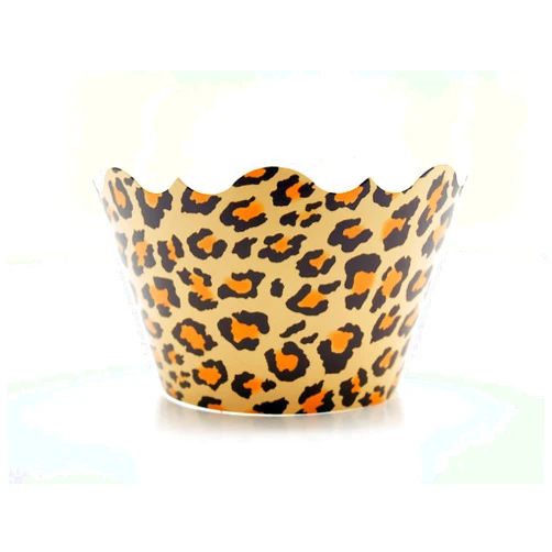 Oh That Cupcake Leopard Print Party Supplies Cupcake Wrappers (12 Pack) - Brown Animal Print Birthday Party Decorations, Wild African Safari Party Favors, Leopard Themed Bachelorette Party Supplies