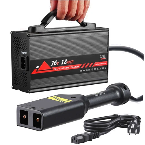 KEMIMOTO 36V Golf Cart Charger for EZGO TXT/TXTE/TXT PDS/Freedom TXT/Shuttle, 18A Golf Cart Battery Charger, Overcharge Protection, Full in 4-6H, Trickle Charge, 16 ft, D-Plug, for Lead Acid Battery