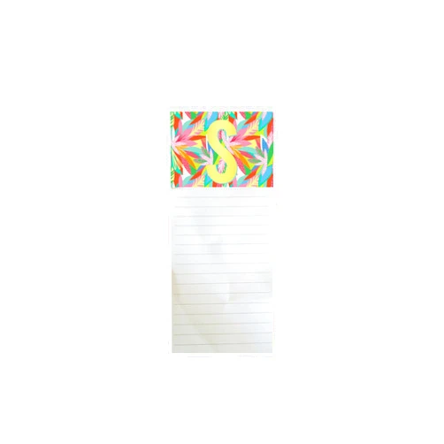 Mary Square Monogram S Colorful Floral 9 x 4 Paper Magnetic Memo Notepad