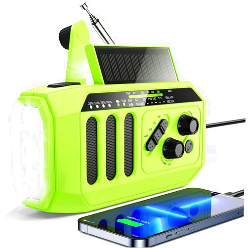 FORTECLEAR 5000mAh Hand Crank Emergency Radio, NOAA/AM/FM Weather Radio Indoor and Outdoor, 3W LED Solar Flashlight/Reading Lamp Portable Radio, SOS Alarm and Phone Charge, Survival Gear for Hurricane