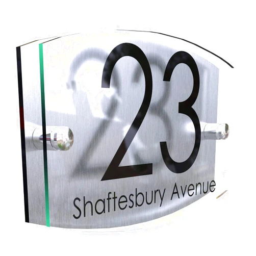 HAYIFTY Modern House Glass Door Number Sign (HK-RED, Original, Property, Pre-printed Text, Portrait, Door Mount, for Street)