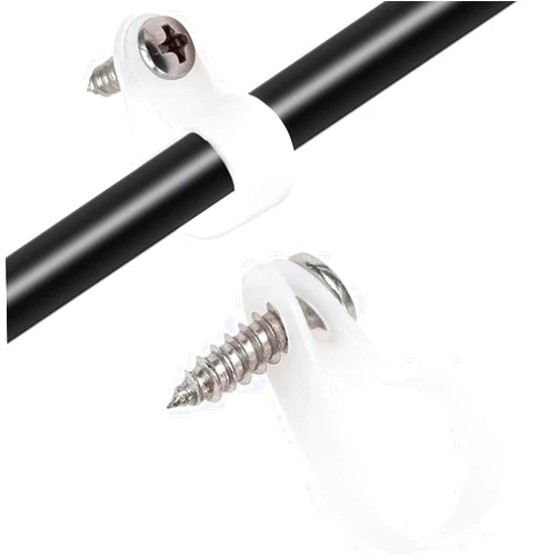 Adlkirg 100 Pack 1/2 Inch Rope Light Clips with Stainless Steel Screws, P-Style Rope Light Mounting Clips, Outdoor Cable Clips for Christmas Parties Wedding