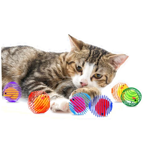 TENBOOM Cat Toys 6 Balls Best Cat Toys for Indoor Cats Kitten Toys, Spring Cage Balls with Mice,cat Ball with Color Varies, Interactive Kitty Kitten Catnip Running Exercise Toys